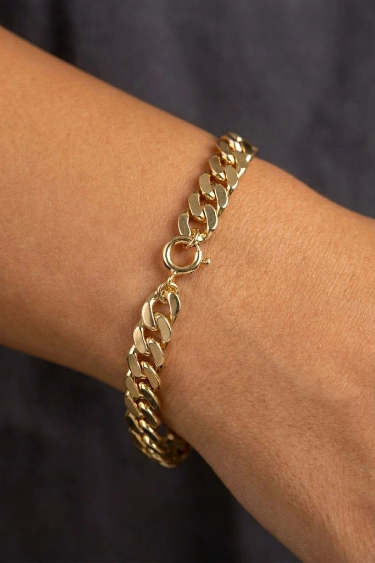 Dümen Kilit Model Ezik Detay Gold Altın Kaplama Bileklik