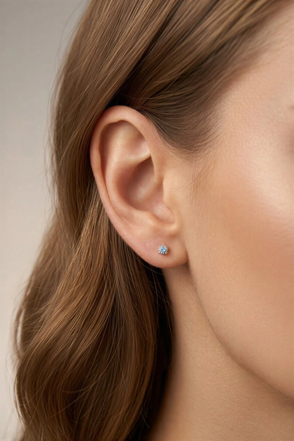 Tek Taş Pırlanta Taş Model Gold Altın Kaplama Küpe