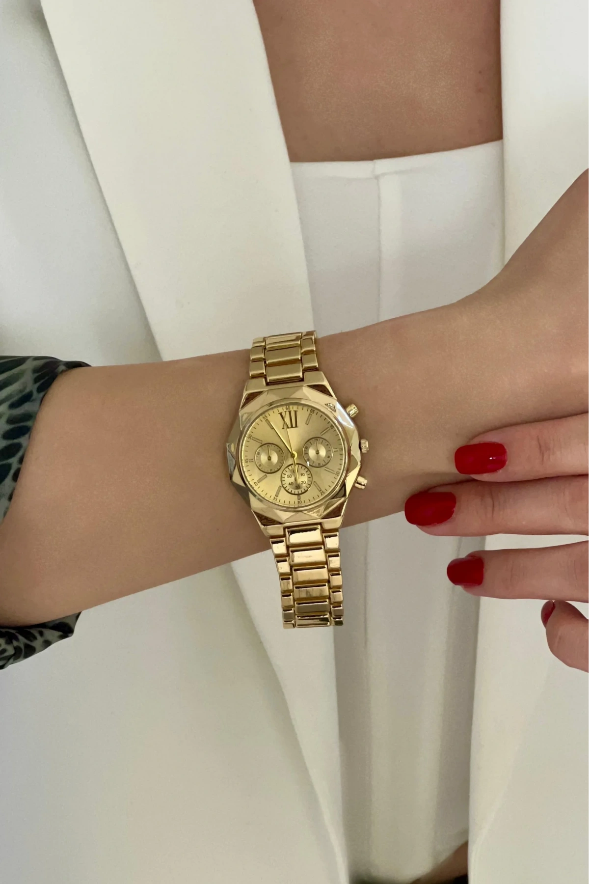 Altıgen Kordon Gold Kadın Kol Saati