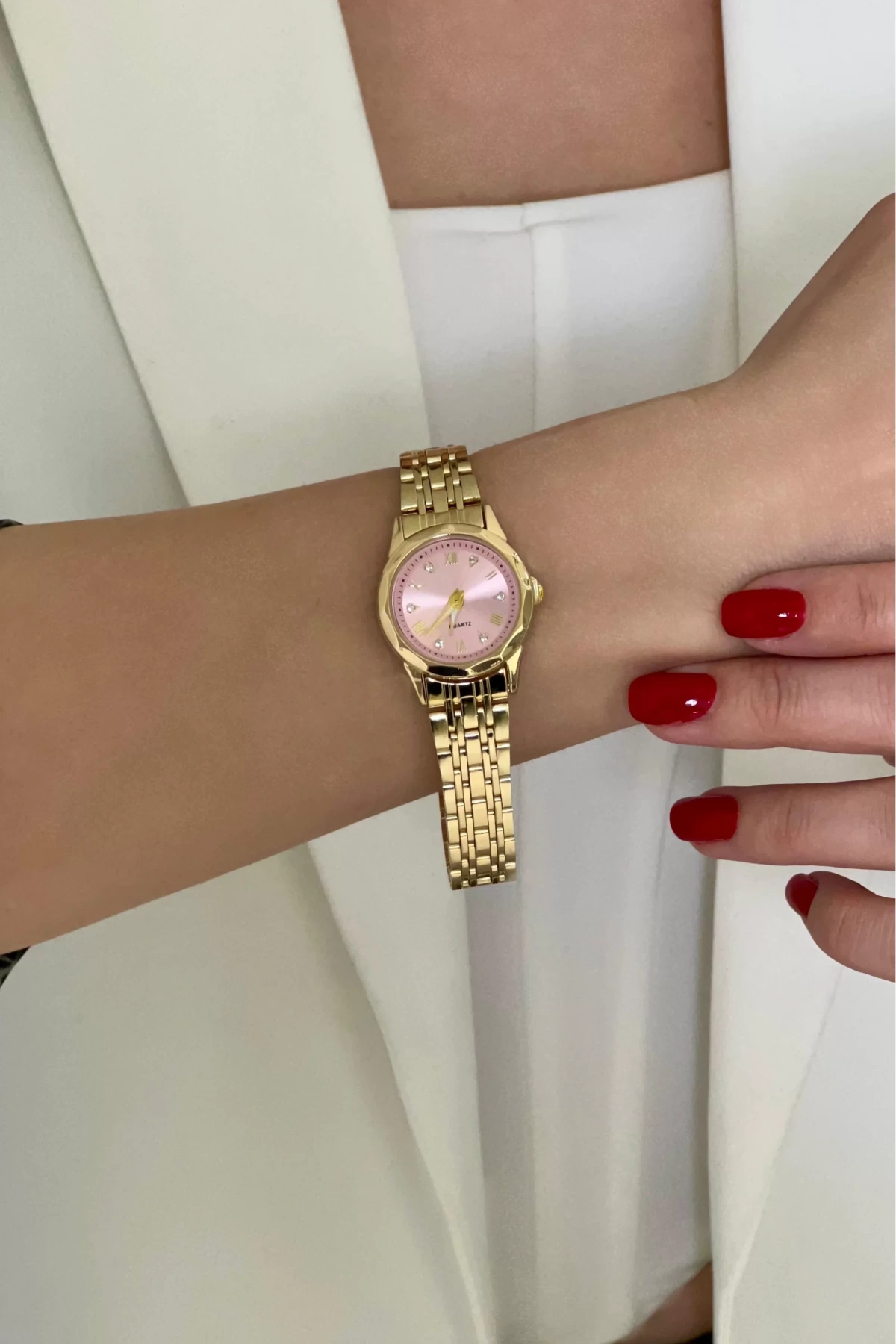 Pembe Kordon Roma Rakam Detay Kadın Kol Saati