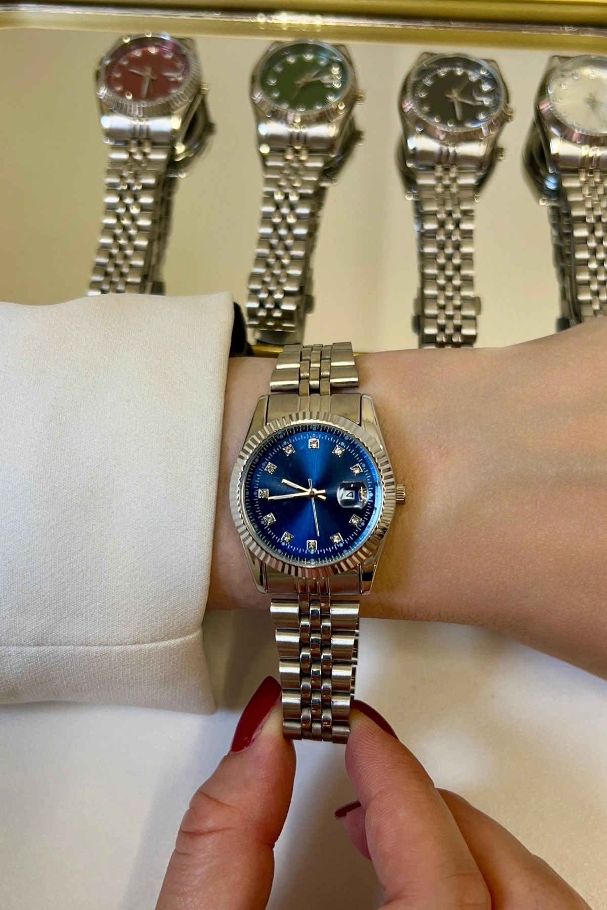 Roma Model Silver İçi Lacivert Detay Kadın Kol Saati