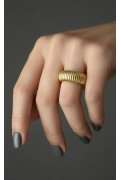 Çizgi Model Gold Altın Kaplama Ayarlanabilir Yüzük