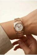 Düz Kordon Çizgi Detay Kadran Rose Kadın Kol Saati