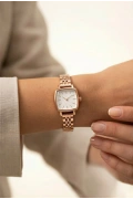 İnce Kapalı Kordon Kare Kadran Rose Kadın Kol Saati