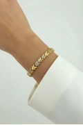 Üçgen Taş Detay Gold Altın Kaplama Bileklik