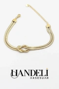 Düğüm Model İtalyan Zincir Gold Altın Kaplama Bileklik