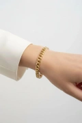 Düz Sıra Geçme Model Gold Altın Kaplama Bileklik