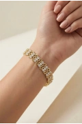 Üç Sıra Taş Detay Gold Altın Kaplama Bileklik