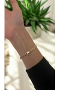 İnce Ezik Bağlı Gold Altın Kaplama Bileklik