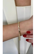 Sıralı Taşlı Yıldız Model Gold Altın Kaplama Bileklik