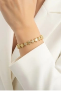 Baskılı Taşlı Yıldız Model Gold Altın Kaplama Bileklik