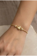 Boru Zincir Kalp Charm Gold Altın Kaplama Bileklik