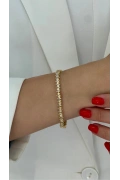 Sıralı Damla Model Taş Detay Gold Altın Kaplama Bileklik
