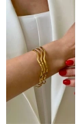 Üçlü Zikzak Ajda Model Gold Altın Kaplama Bileklik