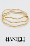 Üçlü Zikzak Ajda Model Gold Altın Kaplama Bileklik