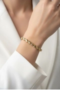 İşlemeli Arpa Model Gold Altın Kaplama Çelik Bileklik