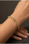 Çift Sıra Halka Model Gold Altın Kaplama Bileklik