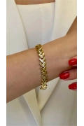 Yarı Taşlı Bombeli Üçgen Model Gold Altın Kaplama Bileklik