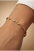 Sıralı Çapraz Model Gold Altın Kaplama Bileklik