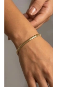 Oval İtalyan Model Gold Altın Kaplama Çelik Bileklik
