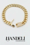 Gurmet Ezik Bağlı Model Taş Detay Klips Gold Altın Kaplama Bileklik