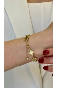Işıl Baskısız Yonca Gold Altın Kaplama Bileklik