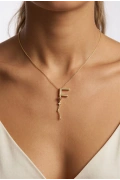 Sallantı Model F Harf Detay Gold Altın Kaplama Kolye
