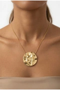 Desenli Halka Model Gold Altın Kaplama Kolye
