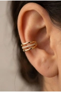 Orta Taş Model Gold Altın Kaplama Ear Cuff