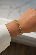 Kalın Ezik Bağlı Gold Altın Kaplama Bileklik