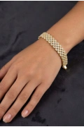 Dört Sıra Taş Detay Gold Altın Kaplama Bileklik