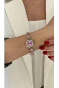 Metal Kordon Mor Taş Beyaz Kadın Kol Saati