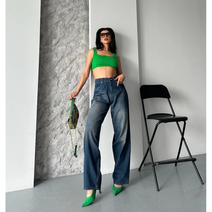 Baggy süper taş bıyık yıkama kahve tint jeans pantolon d2007