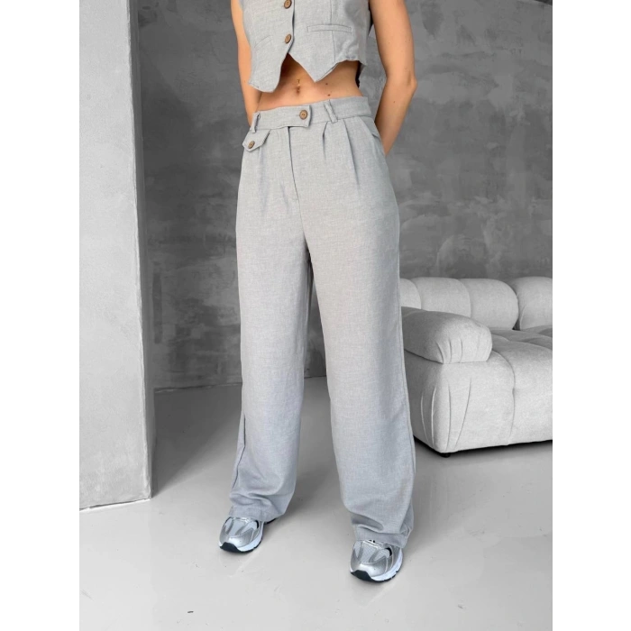 Essential yelek pantolon takım gri s255254