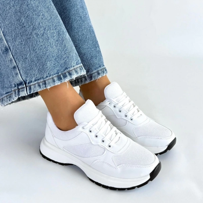 Slar Beyaz Cilt Bağcıklı Spor Ayakkabı