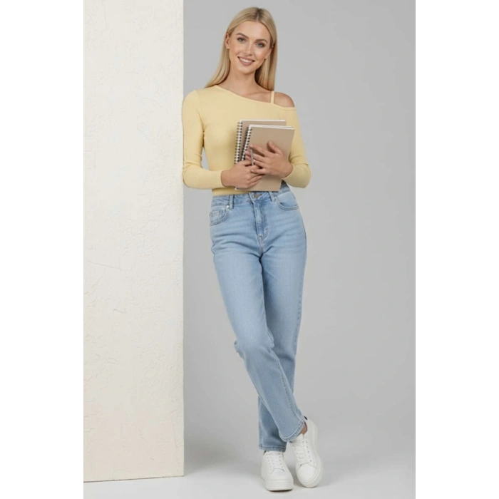 Tek Omuz İpli Bluz Sarı T4328