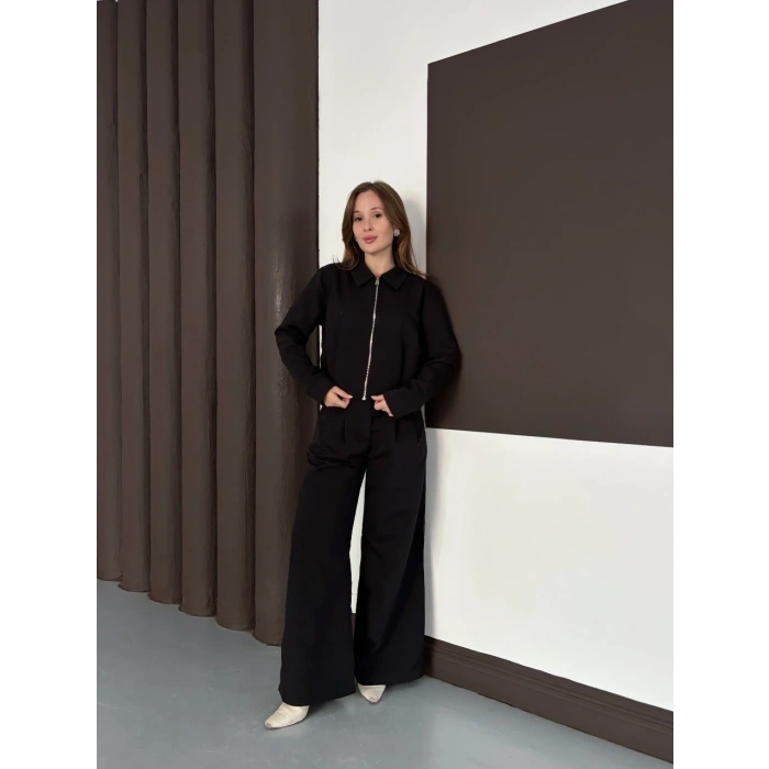 Trenç takım alt üst siyah ons