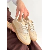 Lunga Bej Cilt Bağcıklı Spor Ayakkabı