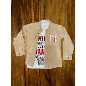 4-8 yaş tişört gömlek kombini vizon