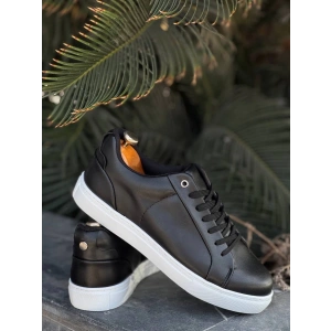 KB-BX1  Kuback Siyah Cilt Yüksek Beyaz Taban Günlük Erkek Ayakkabı