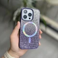 İphone 16 Pro Max Kılıf Diamont MagSafe Hologramlı Telefon Kılıfı