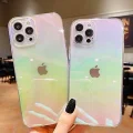 İphone 12 Parlak Rainbow Holografik Kamera Korumalı Sert Kılıf