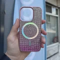 İphone 15 Pro Kılıf Diamont MagSafe Hologramlı Telefon Kılıfı