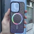 İphone 15 Pro Kılıf Diamont MagSafe Hologramlı Telefon Kılıfı