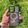 İphone 15 Pro MagSafe Uyumlu Mat Krom Telefon Kılıfı