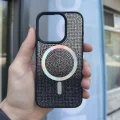 İphone 15 Pro Max Kılıf Diamont MagSafe Hologramlı Telefon Kılıfı