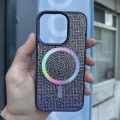 İphone 15 Pro Max Kılıf Diamont MagSafe Hologramlı Telefon Kılıfı