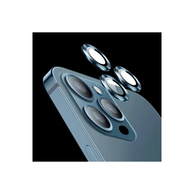 Iphone 13 Pro / 13 Pro Uyumlu  Max Toz Geçirmez Temperli Kamera Lens Koruyucu Açık Mavi