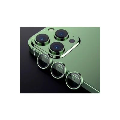 Iphone 13 Pro / 13 Pro Max Uyumlu Toz Geçirmez Temperli Kamera Lens Koruyucu Koyu Yeşil