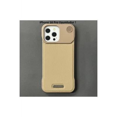 iPhone 16 Pro Parfümlü Koku Hazneli MagSafe Uyumlu Deri Kılıf Gold